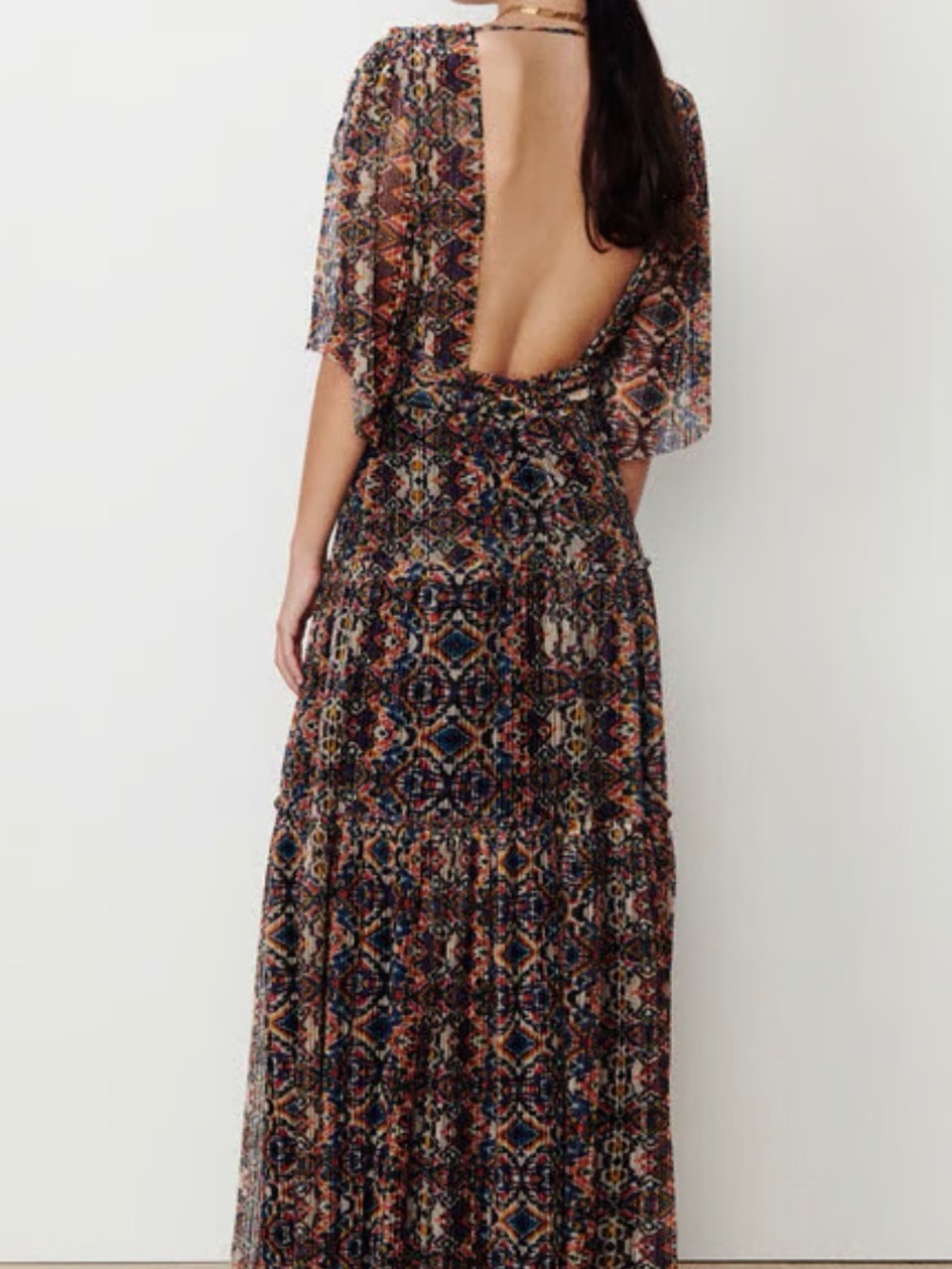 ba&sh Perla dress - multi-color metallic open back V-Neck Maxi
